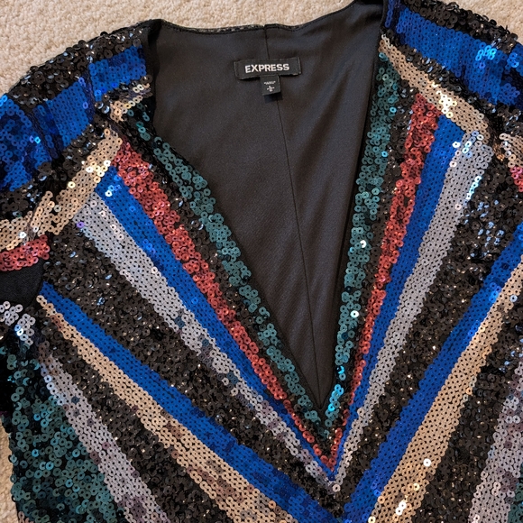Express Long Sleeve Mini Sequins Dress, size L - Picture 2 of 3